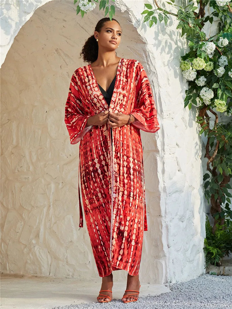 Saída de Praia Kimono Vermelho 17