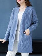 Cardigan Ponto Aberto Alongado Azul Claro 2