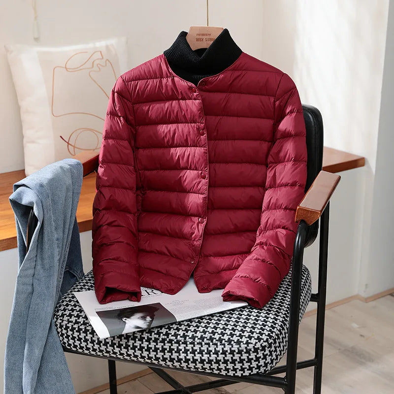 Jaqueta Feminina Puffer Impermeável Bordô 03