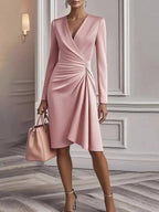 Vestido Midi Drapeado Rosa 01