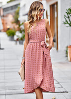 Vestido Mídi Transpassado com Amarração Rosa 2