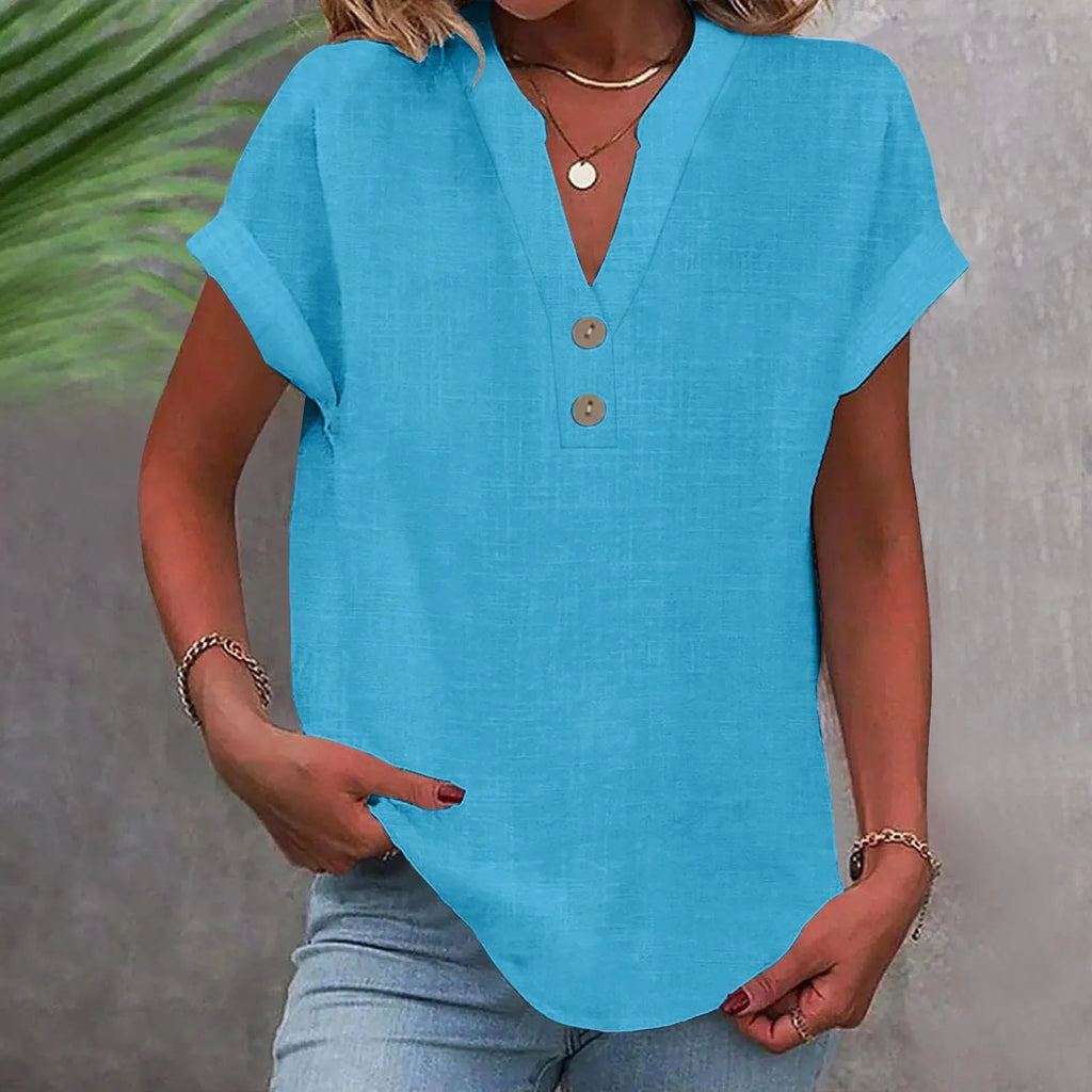Blusa Casual com Botões Azul 13