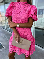 Vestido Curto Bordado Rosa 3