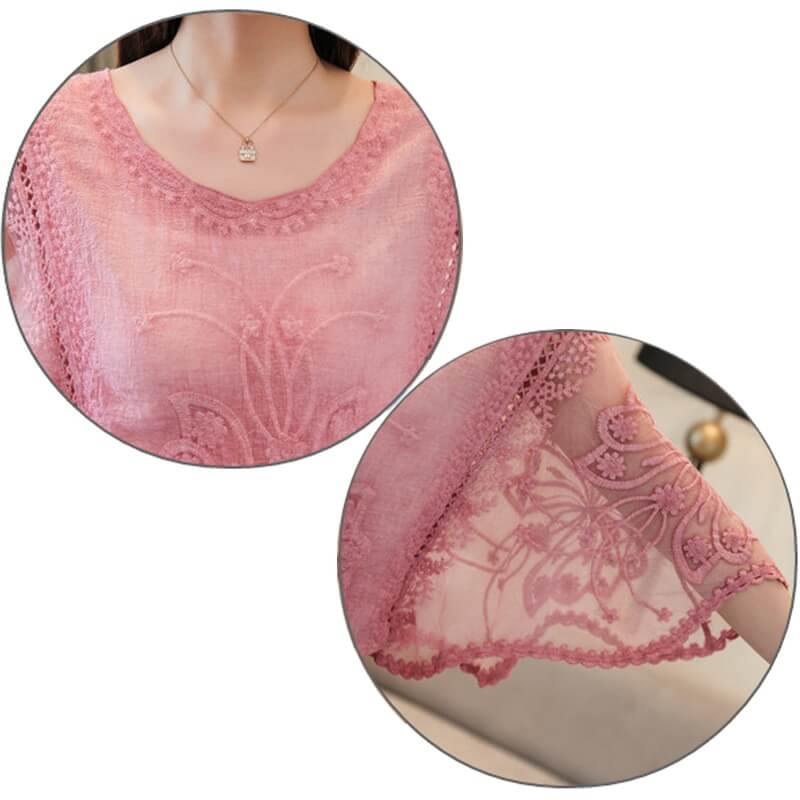 Blusa com Detalhes de Renda
