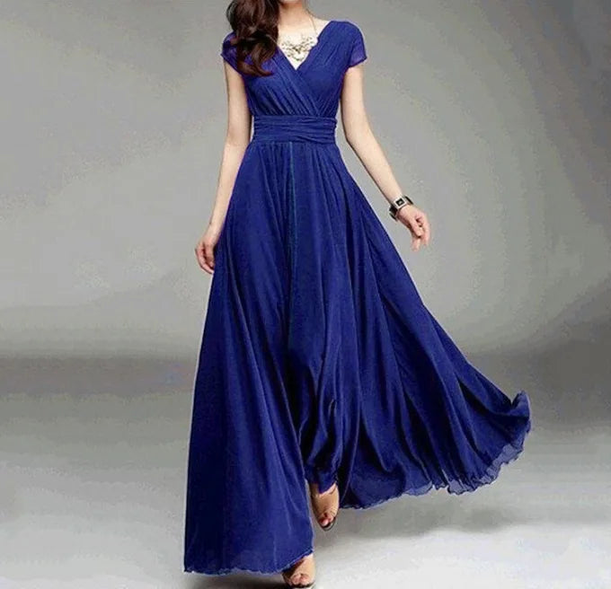 Vestido Longo Elegante Azul Marinho 04