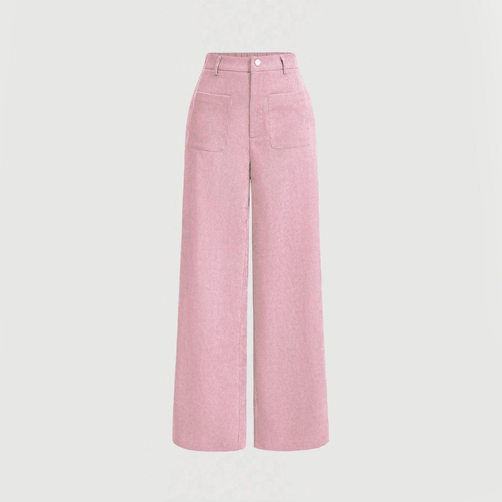 Calça Pantalona de Cintura Alta Rosa 06