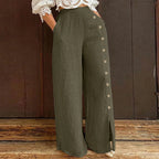 Calça Pantalona com Botões Laterais Solara