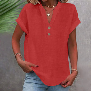 Blusa Casual com Botões Vermelho 14