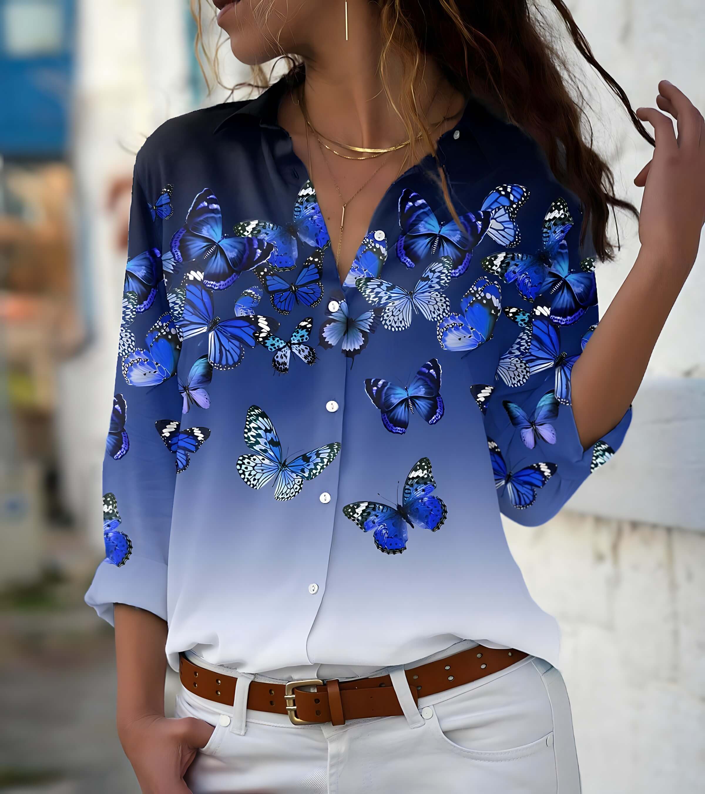 Camisa Casual de Casimira Borboletas 1