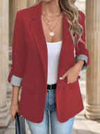 Blazer Feminino Casual Vermelho 05