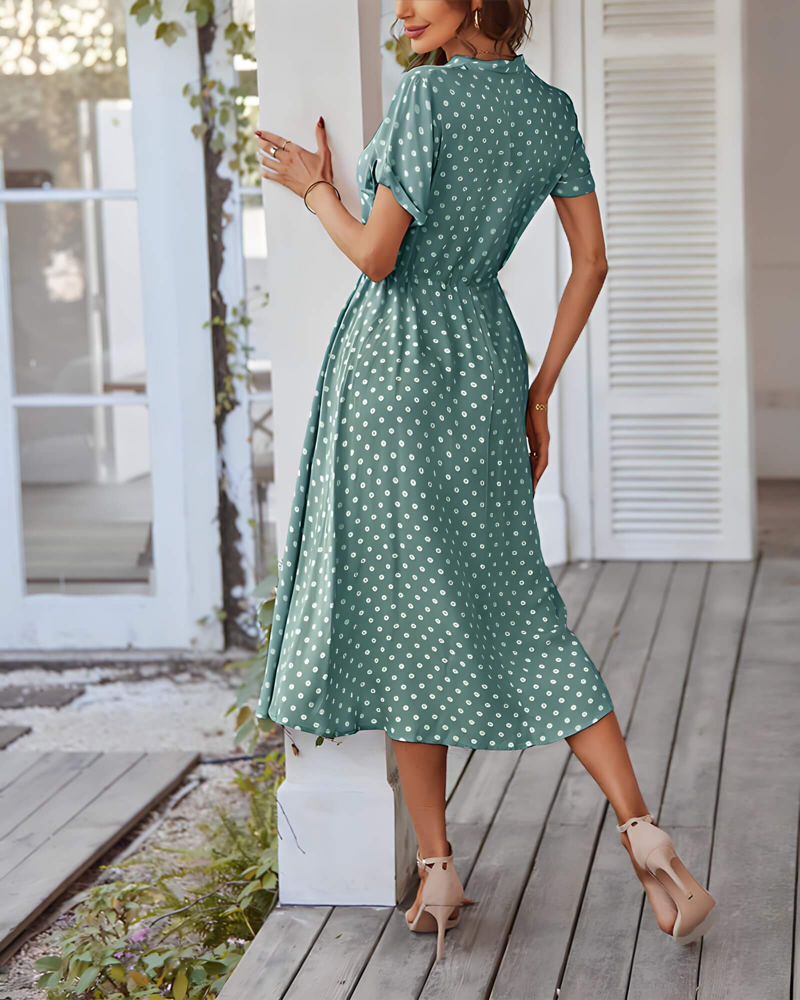 Vestido Mídi Casual Verde 5