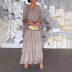 Vestido Longo de Chiffon Cinza 4