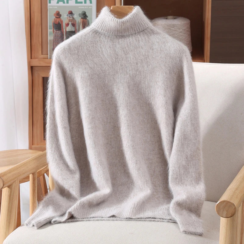 Suéter em Cashmere Gola Alta Areia 01