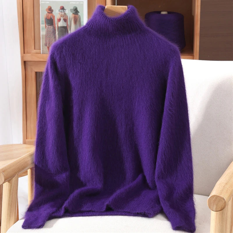 Suéter em Cashmere Gola Alta Roxo 10