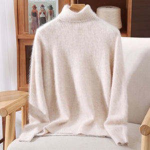 Suéter em Cashmere Gola Alta Bege 07