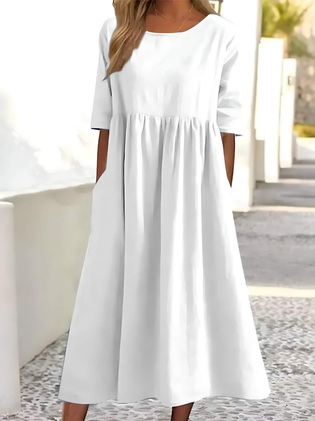 Vestido Mídi Casual Branco 5