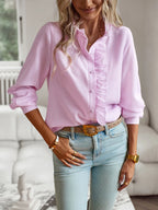 Camisa Feminina com Babados Rosa 01