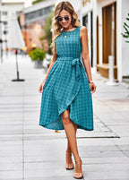 Vestido Mídi Transpassado com Amarração Azul 16