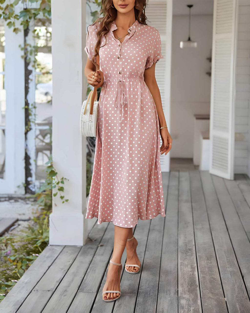 Vestido Mídi Casual Rosa 1