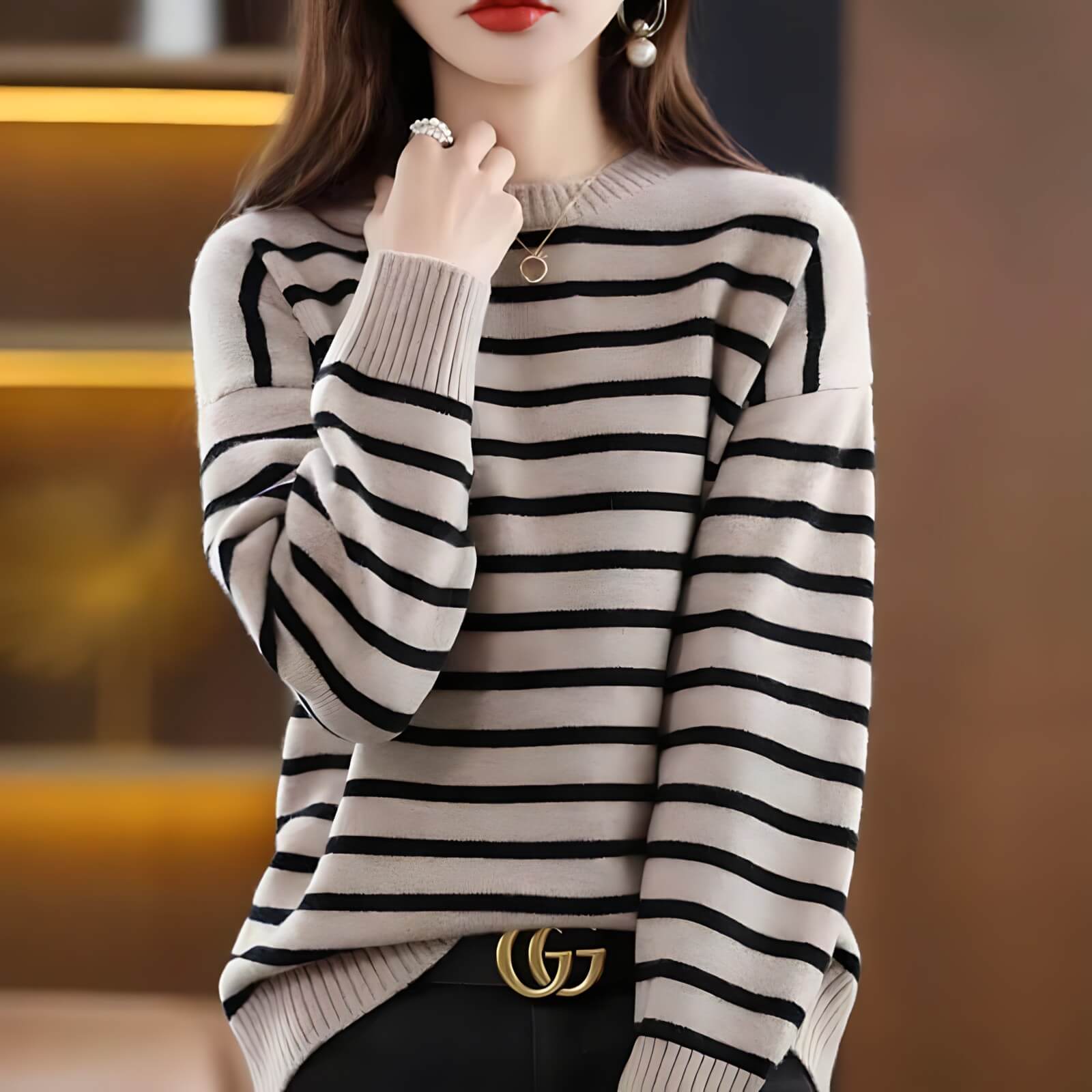 Suéter Feminino Casual Bege 5