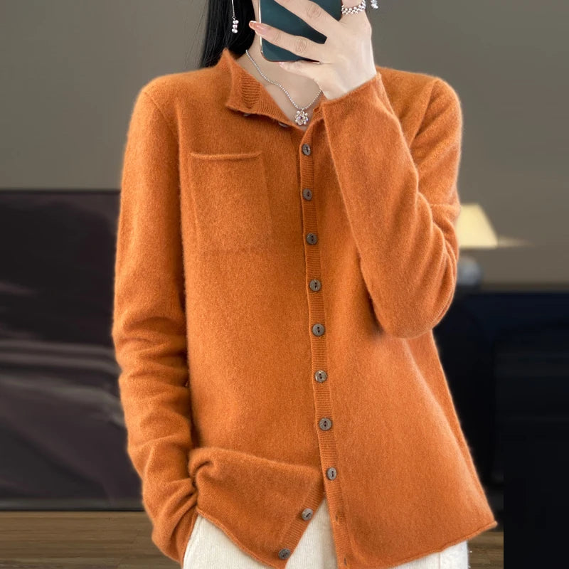 Cardigan Feminino de Lã Laranja 10