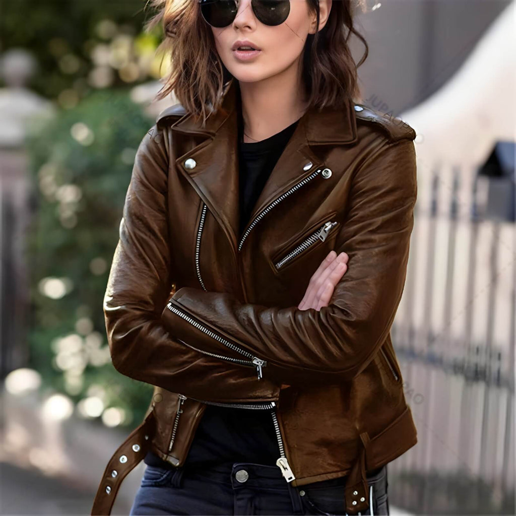 Jaqueta Feminina de Couro Marrom 2