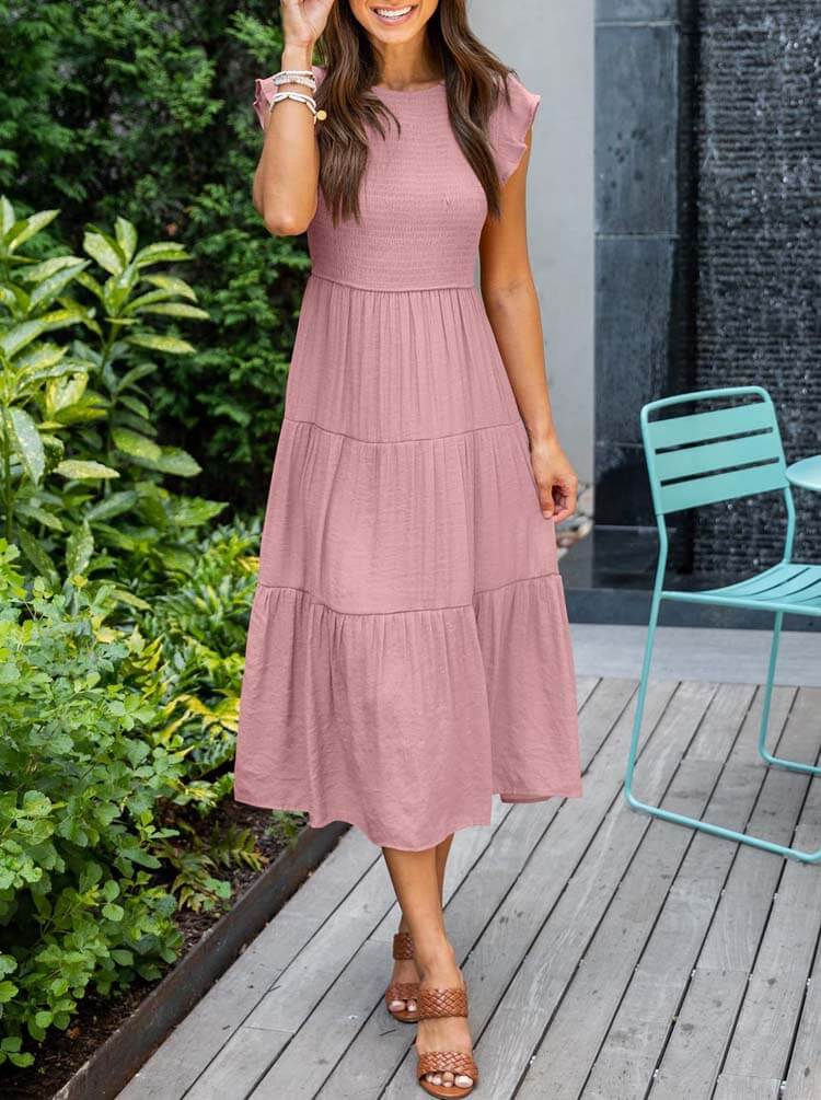 Vestido Mídi de Lástex Rosa 9