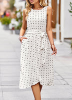 Vestido Mídi Transpassado com Amarração Branco 11