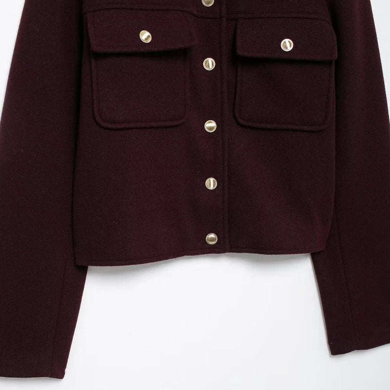 Jaqueta de Lã Batida Bordô 04