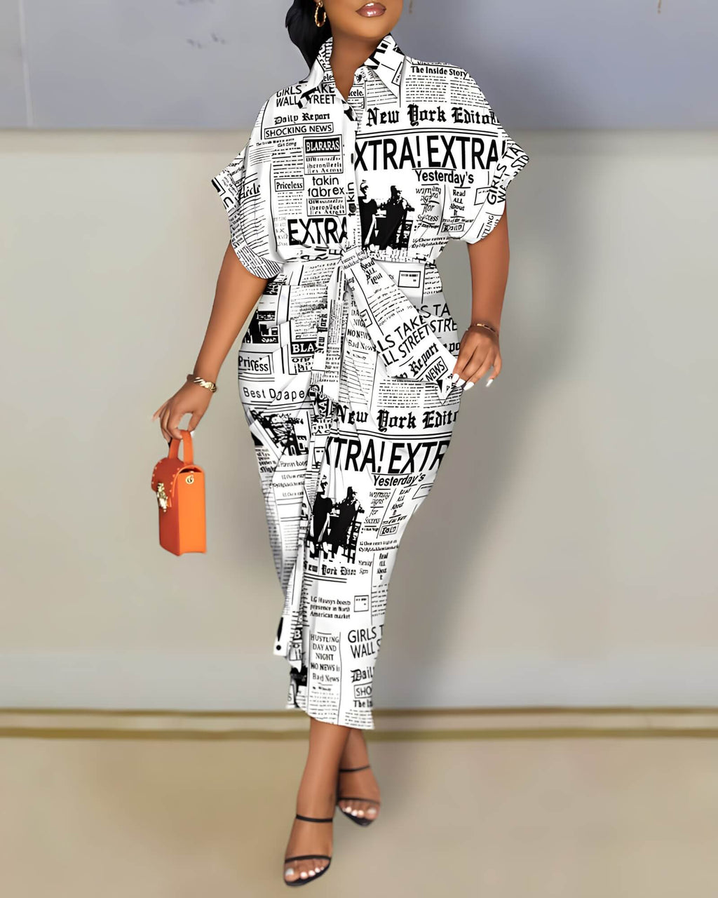 Vestido Longo com Abotoamento Newspaper 5