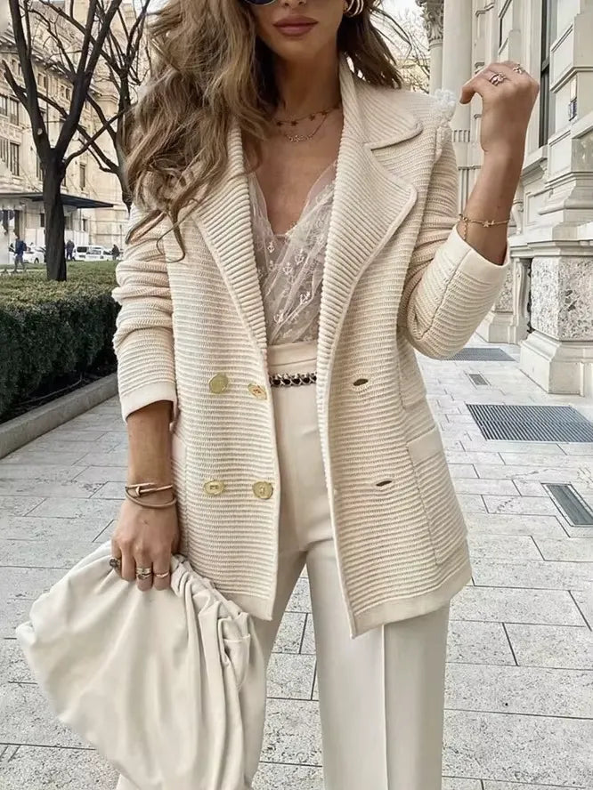 Casaco Feminino Casual Bege 1