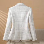 Blazer Feminino Tweed Acinturado Branco 02