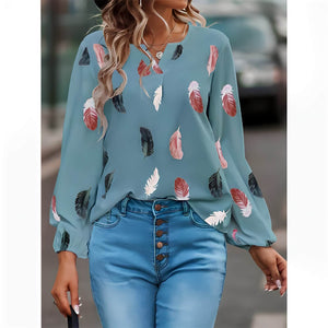 Blusa Casual de Chiffon Azul Claro 6