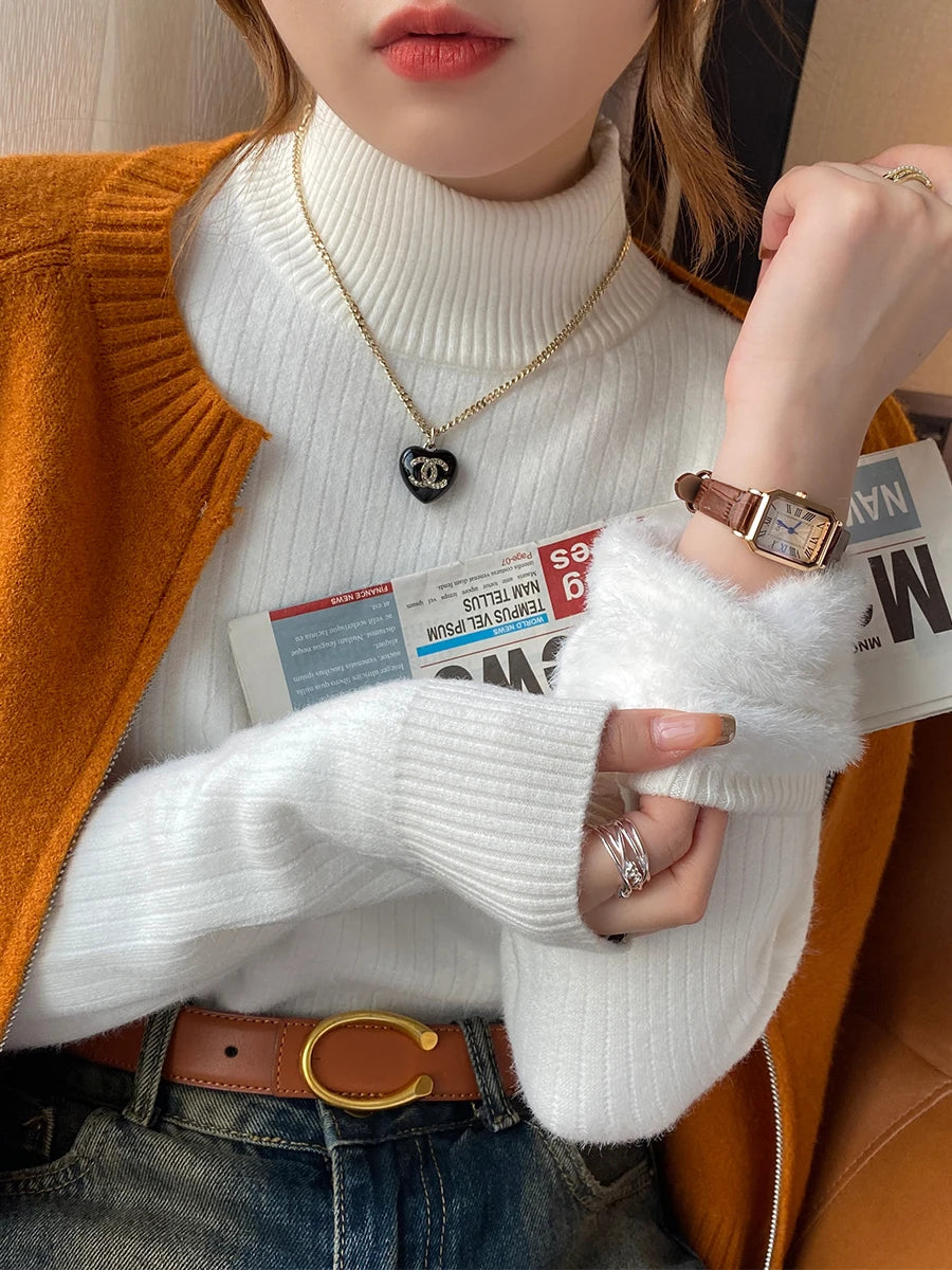 Suéter Feminino Gola Alta Térmico Branco 01