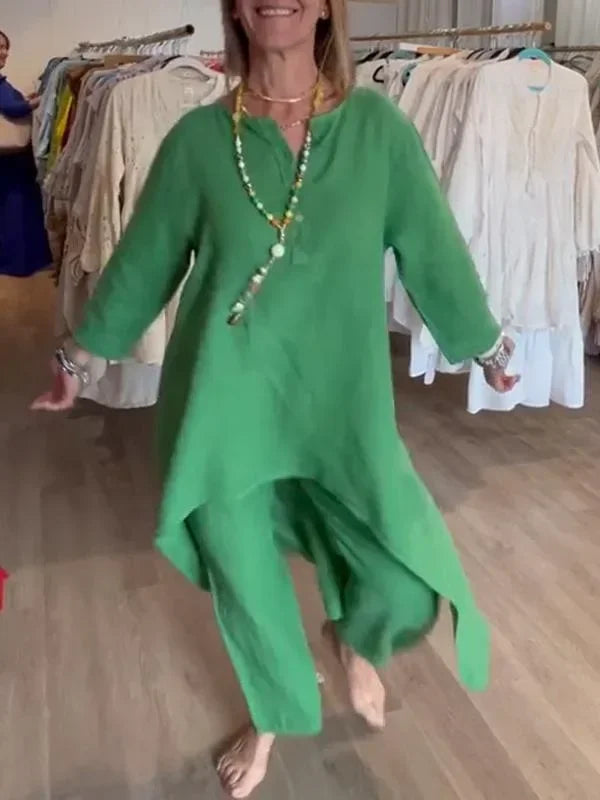 Conjunto Alongado de Linho Verde 3