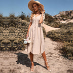 Vestido Mídi com Abotoamento Bege 1