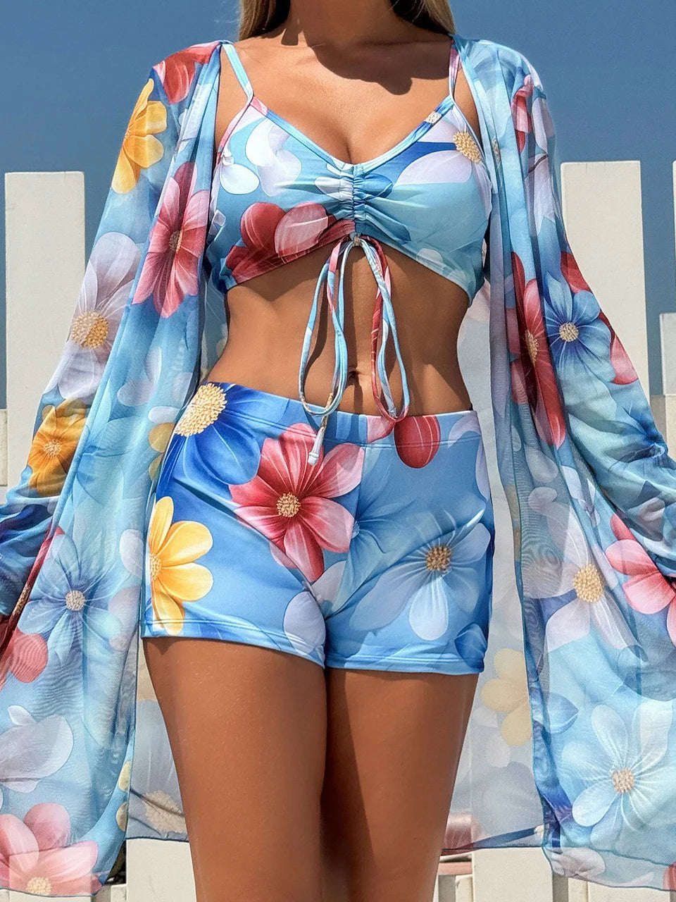 Conjunto Biquíni e Saída de Praia Azul Claro 07