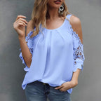 Blusa Casual Ombro Aberto Azul 4
