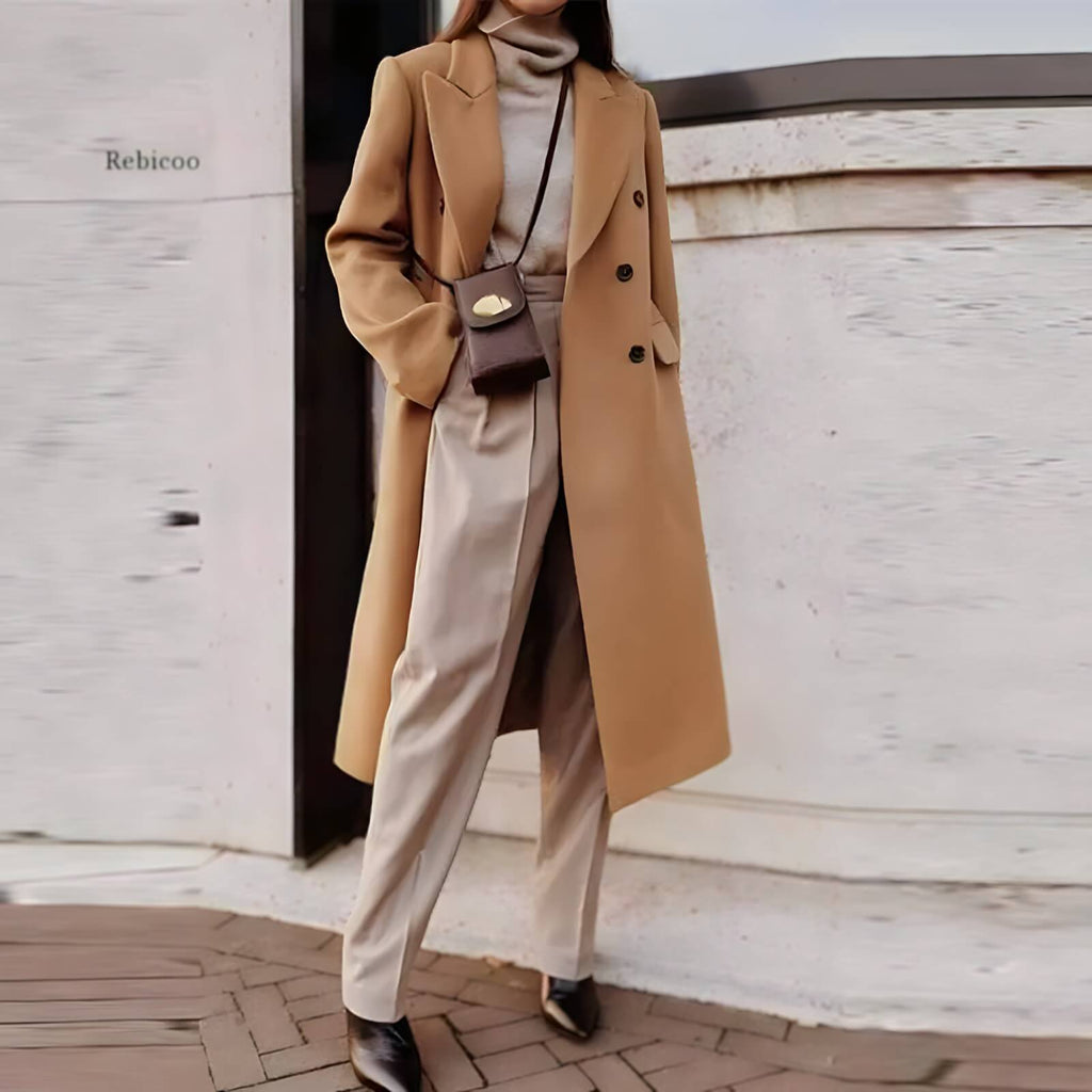 Casaco Feminino Longo de Lã Batida Bege 1