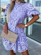 Vestido Curto Bordado Lilás 4