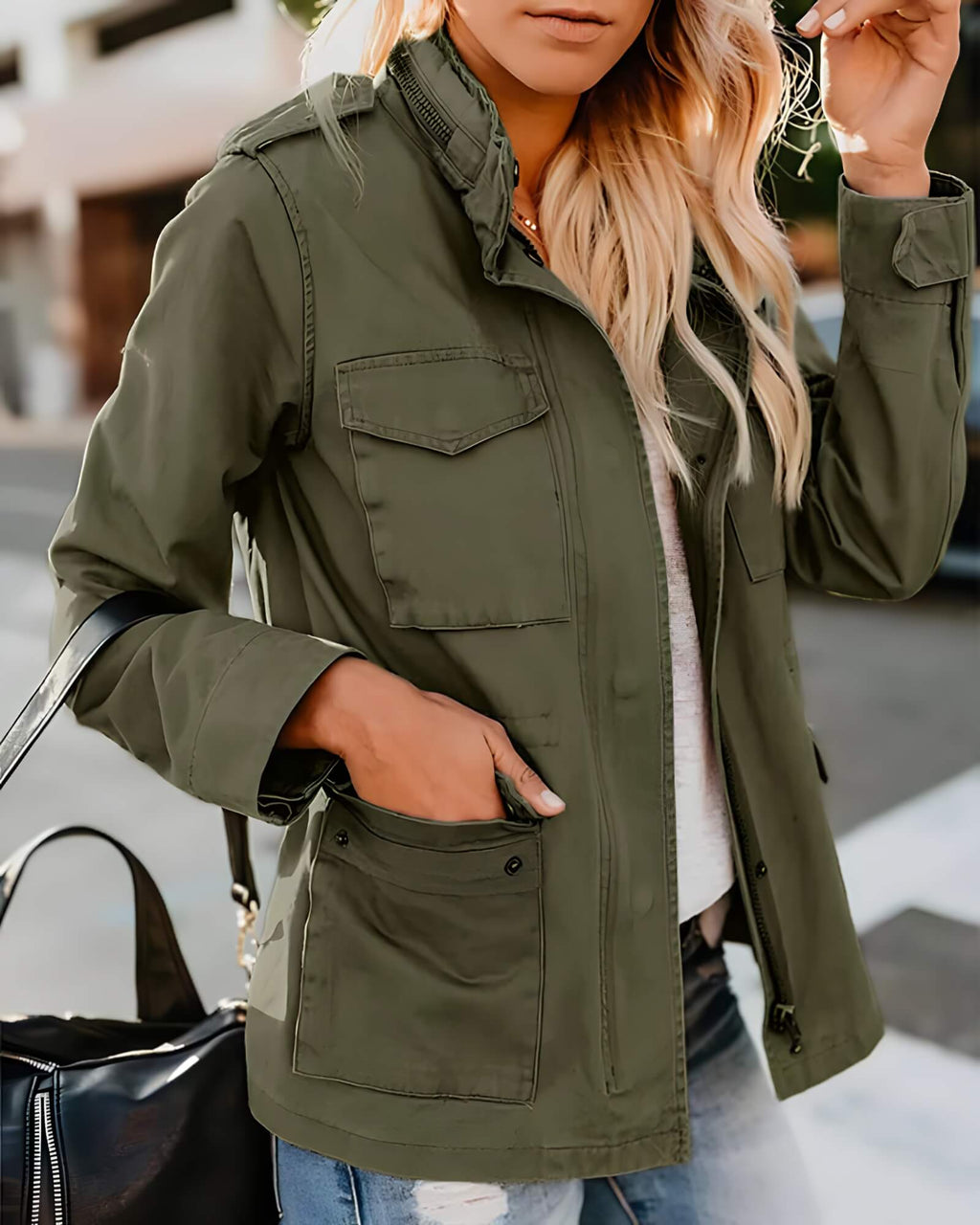 Jaqueta Feminina Verde Militar 1