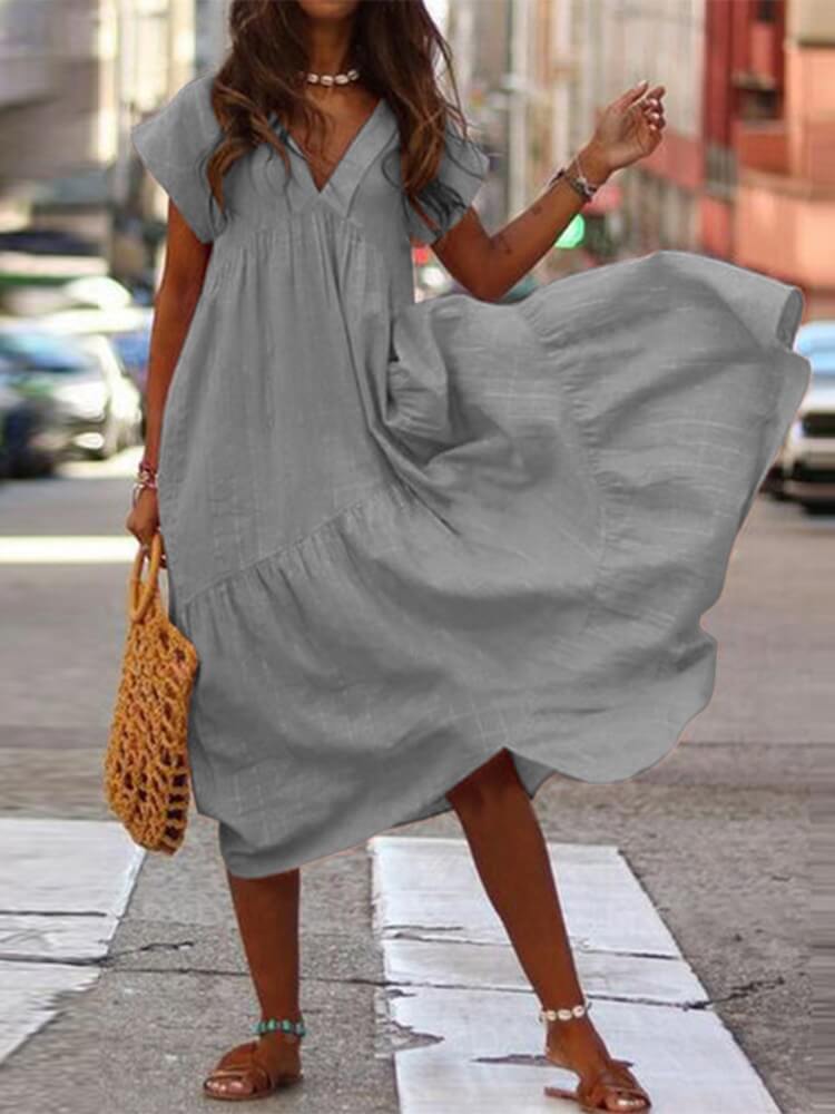 Vestido Mídi Casual Cinza 1