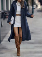 Casaco Feminino Longo com Capuz Azul 12