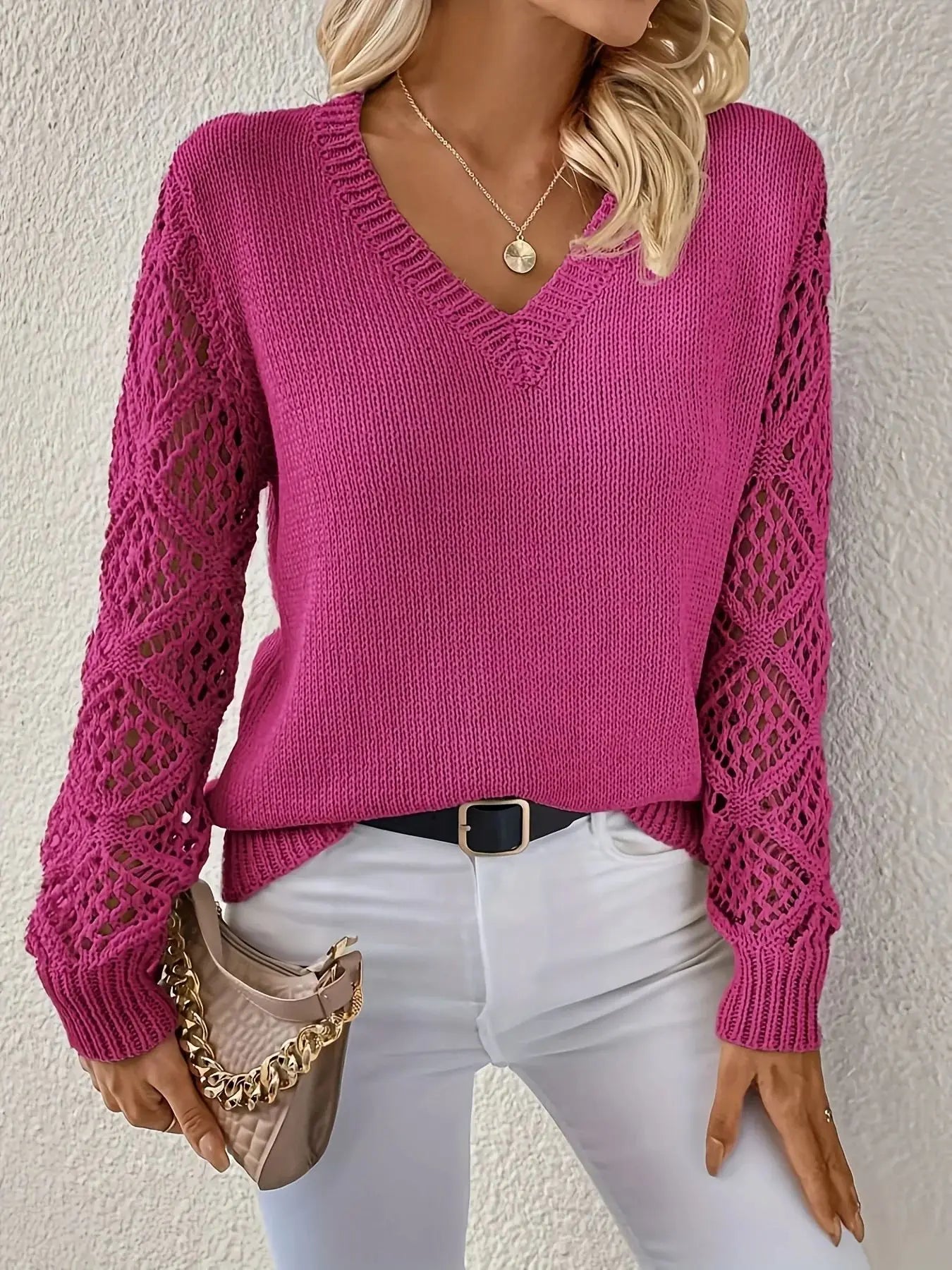 Suéter Feminino em Tricot Rosa 8