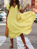 Vestido Mídi Casual Amarelo 5