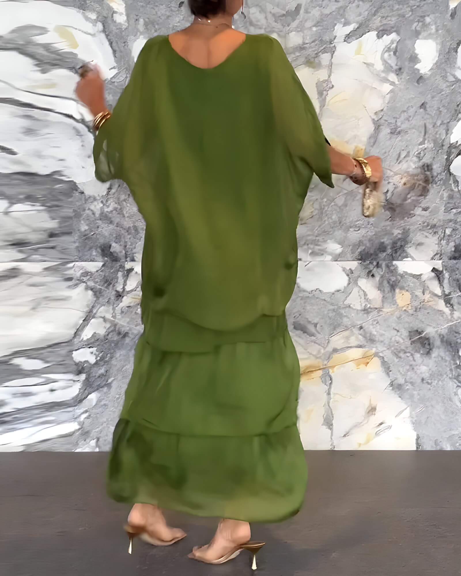 Vestido Longo de Chiffon Verde 4