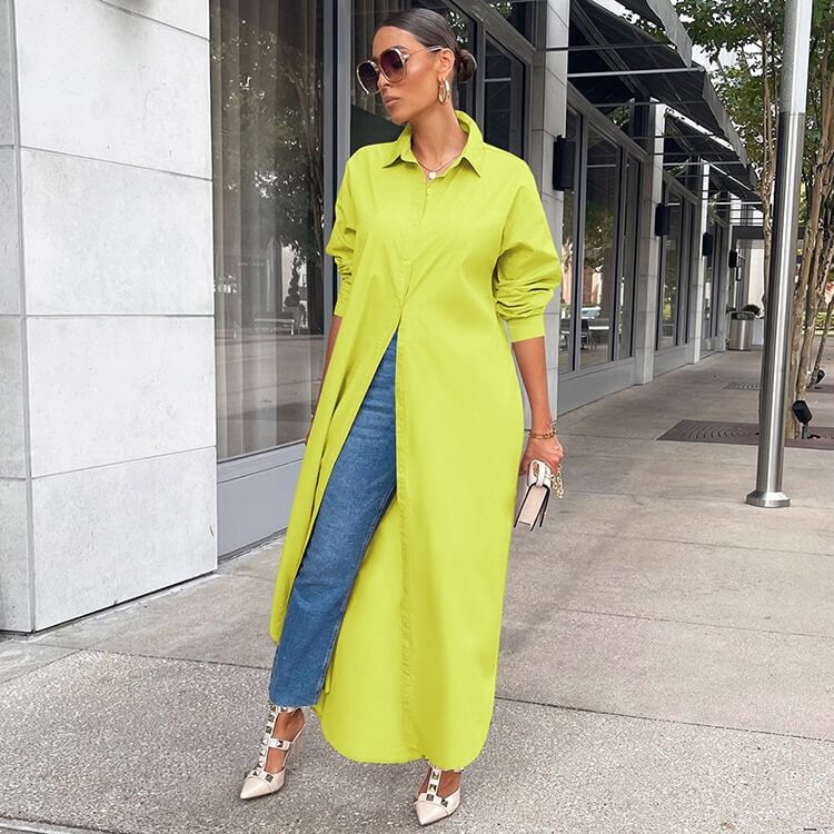 Vestido Camisa Longa Olímpia Amarelo / P 01
