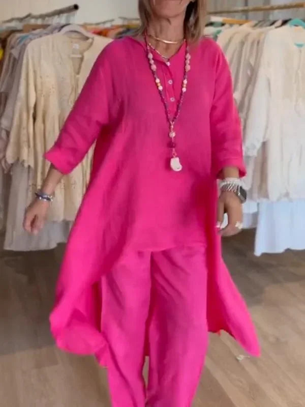 Conjunto Alongado de Linho Rosa Pink 7