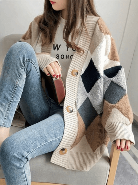 Cardigan Feminino Oversized Bege 1