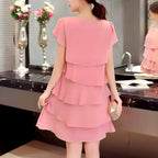 Vestido Curto em Camadas Rosa 2